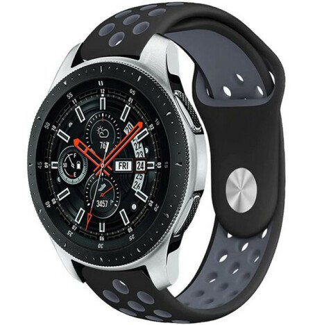 Curea ceas Smartwatch Samsung Galaxy Watch 46mm, Samsung Watch Gear S3, iUni 22 mm Silicon Sport Bla